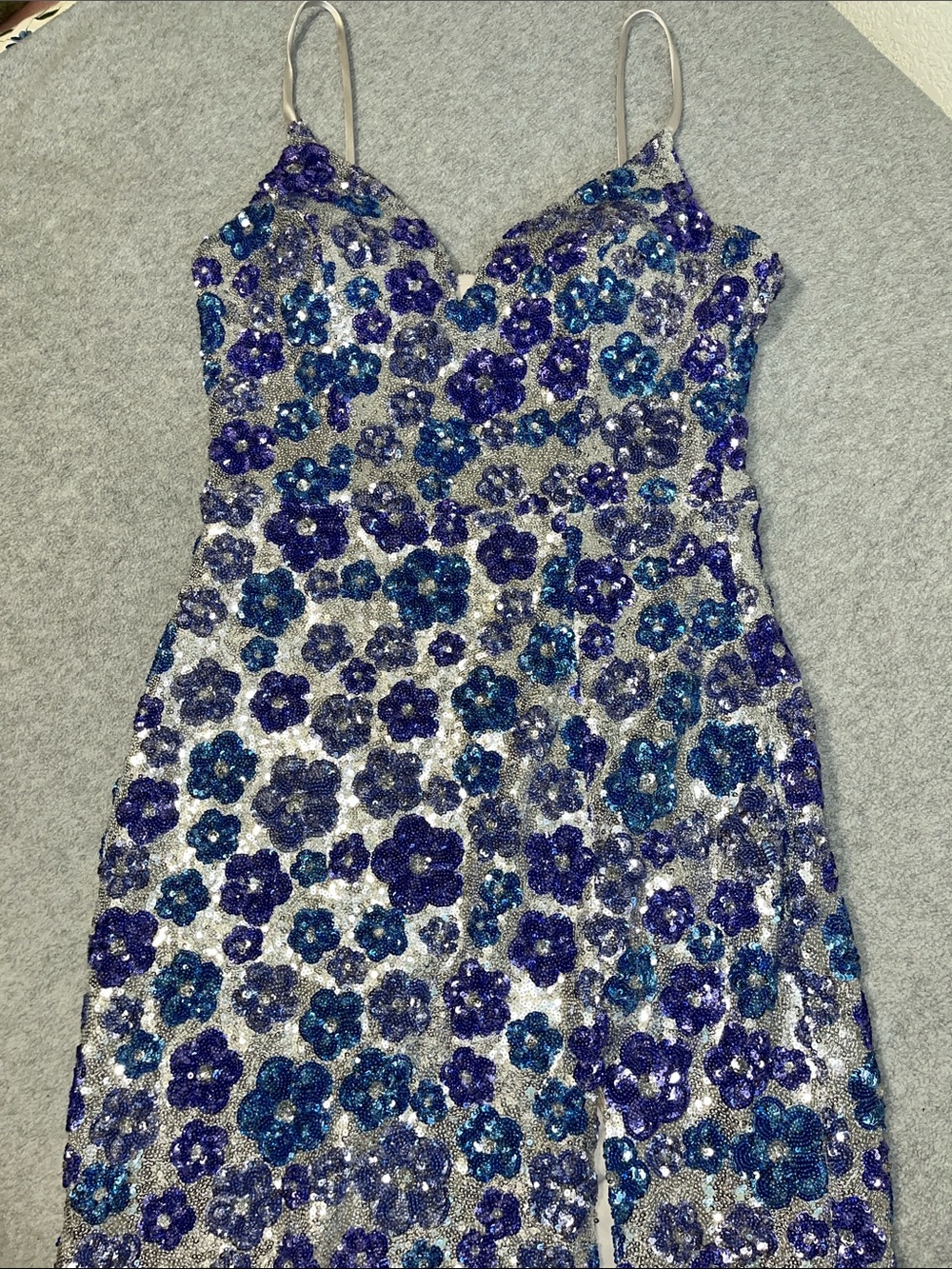 B Smart Floral Sequin Maxi Dress Size 9 10 Event - Picture 2 of 14